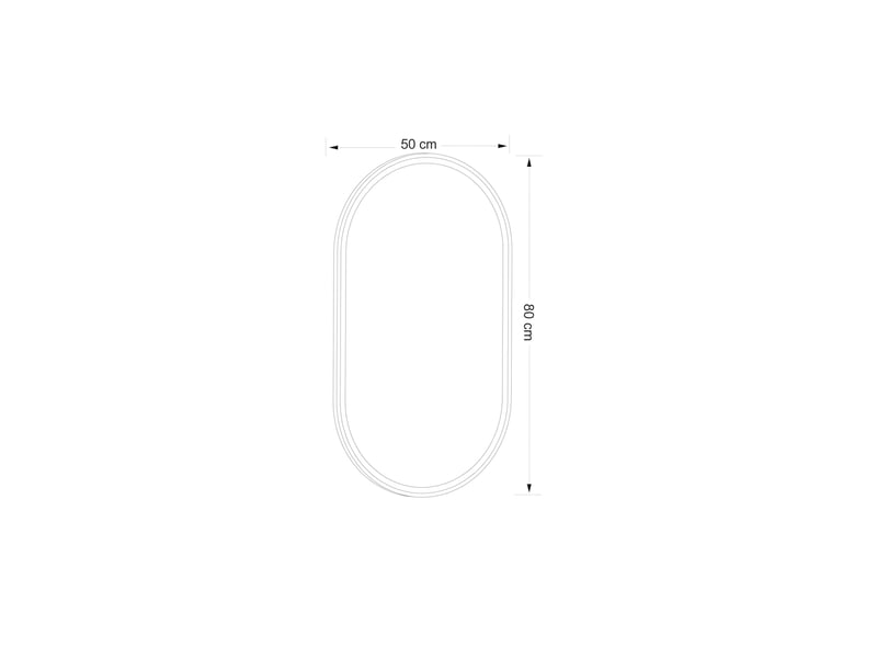  Miroir de salle de bain ovale 50x80 cm avec fonction anti-buée et cadre noir  - Conforama C
