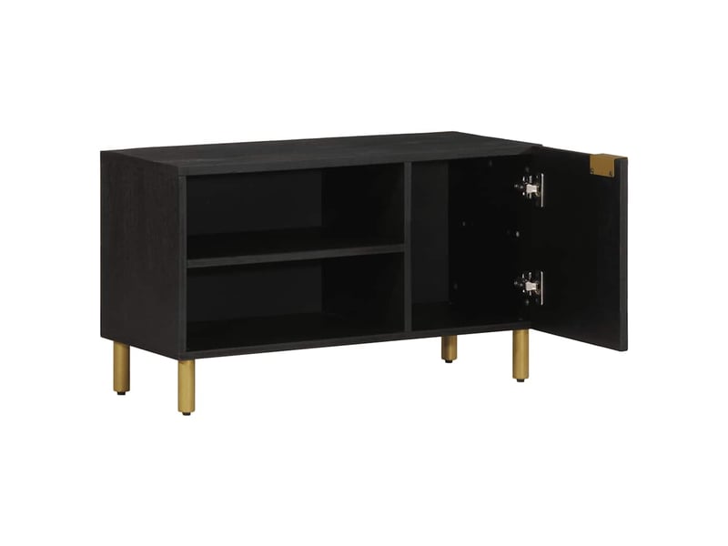  Meuble tv - banc tv - meuble de rangement noir 80x33x46 cm bois d'ingénierie  - Conforama A