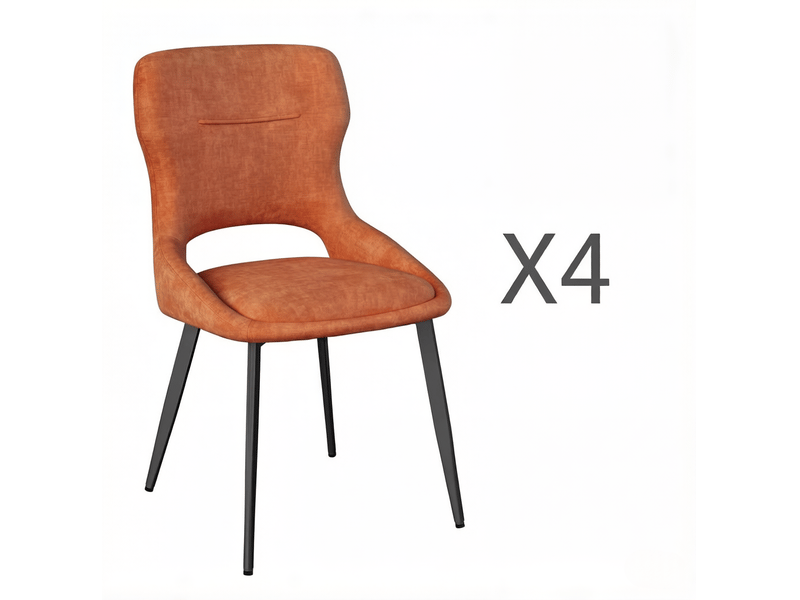  Chaise de salle à manger 48x45x86cm, structure métallique, finition orange, avec accoudoirs, lot de 4  - Conforama A