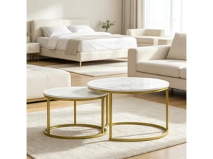 Set de 2 tables basses gigognes rondes modernes, design élégant et compact