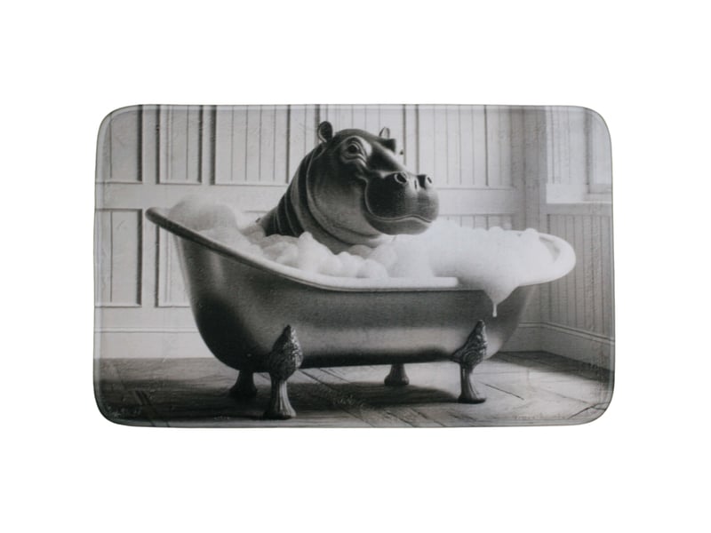  Tapis de bain en polyester animal 45 x 75 cm hippo  - Conforama A