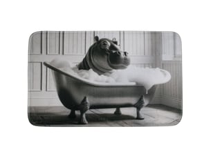 Tapis de bain en polyester animal 45 x 75 cm hippo