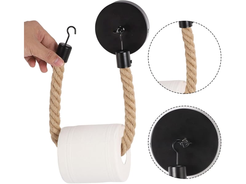  Porte-papier toilette mural en corde – noir, 1 pièce  - Conforama B