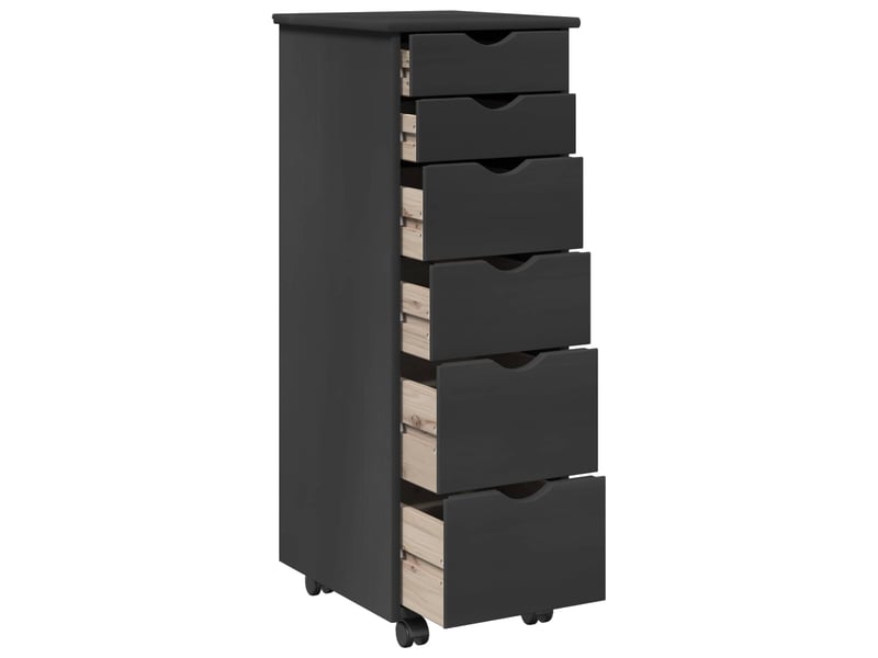 Caisson roulant de bureau, meuble de rangement 34 x 39 x 93,5 cm bois de pin massif gris - Conforama D