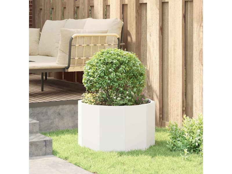 Jardinière - bac à fleurs blanc 60 x 60 x 35 cm acier - Conforama D