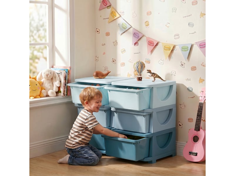  Boîte de rangement pour enfants, 3 tiroirs, bleue  - Conforama B