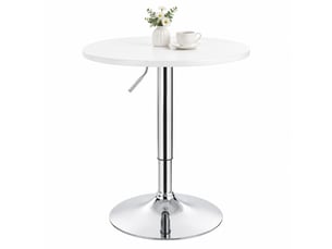 Table de bar ronde d60 cm en mdf et métal réglable en hauteur blanche chicfurn