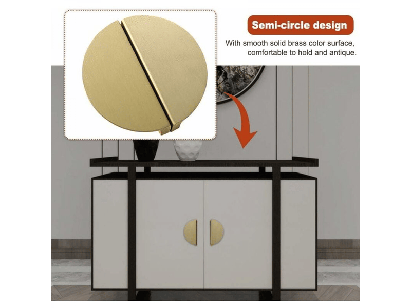  Lot de 4 poignées de tiroir semi-circulaires en laiton de 9,9 cm avec vis pour cuisine, armoire, bibliothèque, décoration de la maison  - Conforama C