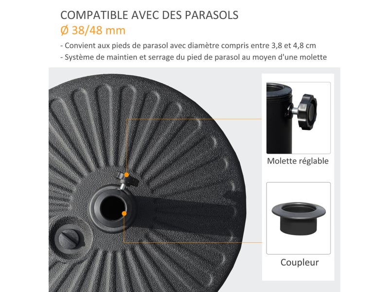  Pied de parasol muhlbach motif rosace stabilité optimale noir élégant  - Conforama D