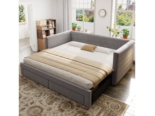 Lit gigogne 90x190 cm <strong>OKWISH</strong>  <strong></strong> coloris gris