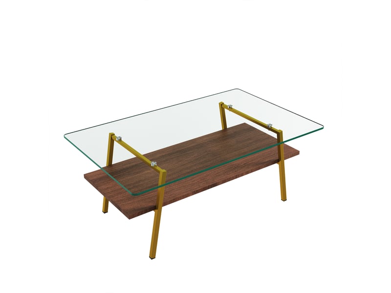  Table basse rectangulaire 98 x 58 cm en verre et mdf  - Conforama R