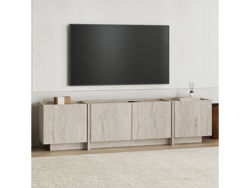  Support mural pour téléviseur avec portes à fermeture douce lowen - beige  - Conforama B