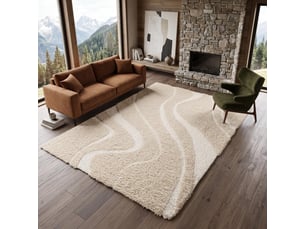Tapis shaggy doux à relief graphique beige 160x230