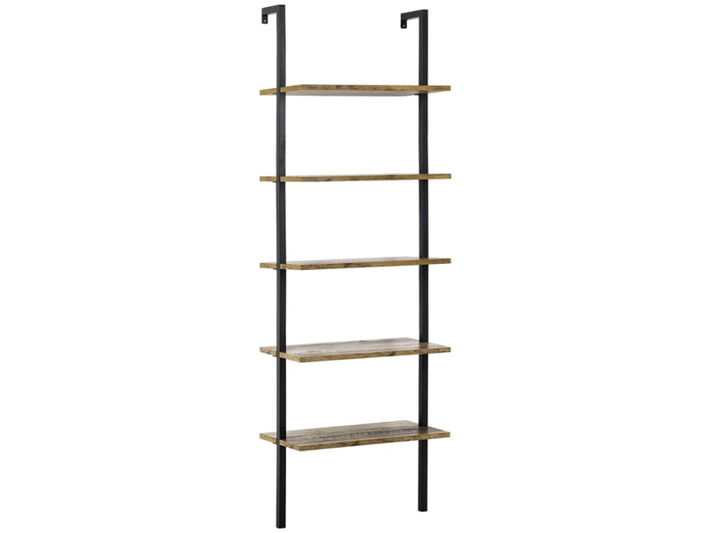  Bibliothèque échelle industrielle à 5 niveaux en bois et métal, 60 x 30 x 184,5 cm, marron  - Conforama B