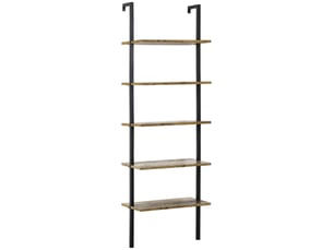 Bibliothèque échelle industrielle à 5 niveaux en bois et métal, 60 x 30 x 184,5 cm, marron