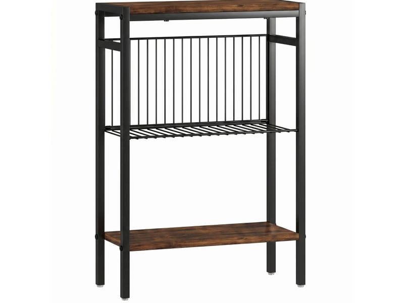  Bout de canapé à 3 étagères 43 x 18 x 62,5 cm, brun rustique et métal  - Conforama A