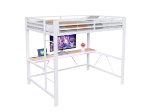 Lit mezzanine 140x200 cm <strong>SAPGAKS</strong> <strong></strong> coloris blanc