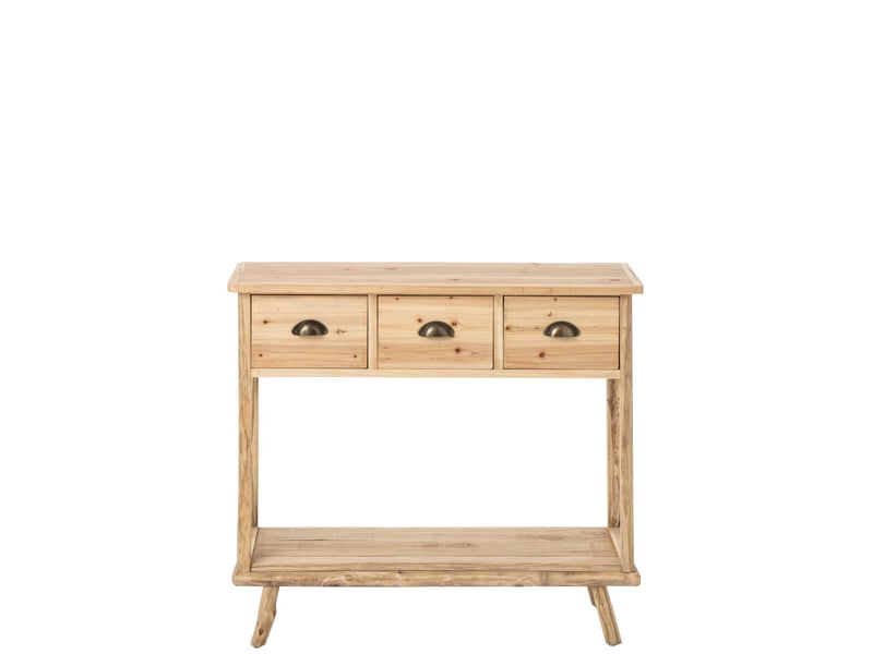  Console en bois 3 tiroirs chamonix 92cm naturel  - Conforama C