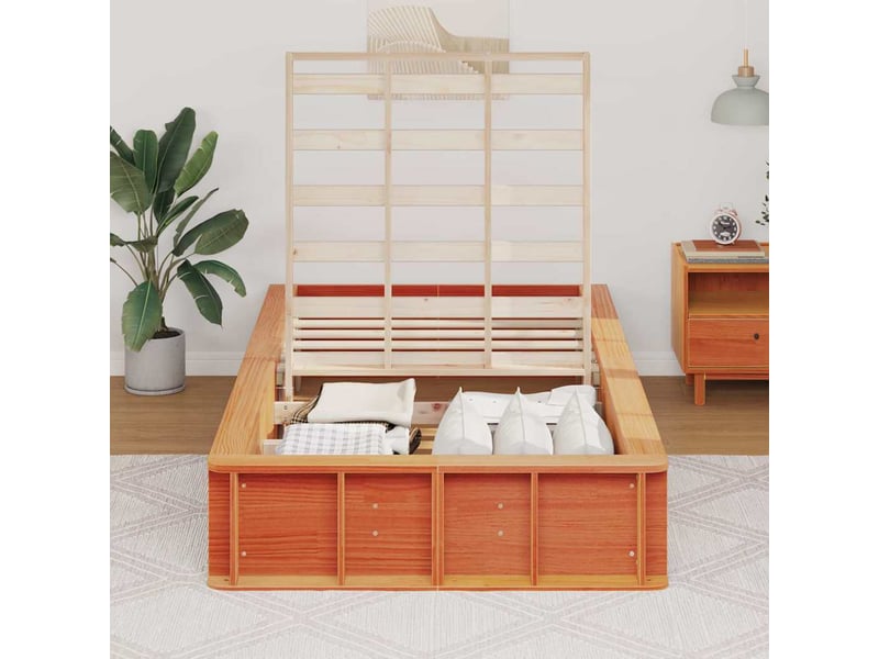  Lit simple- lit adulte -  cadre de lit  marron 100 x 200 cm bois de pin massif  - Conforama B