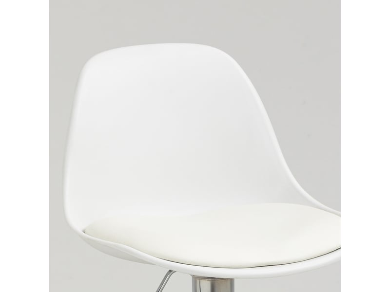  Tabouret de bar pivotant réglable 2 pièces avec dossier et repose-pieds, en similicuir et acier blanc  - Conforama E