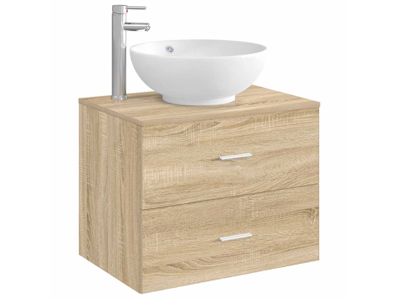  Lavabo de salle de bain avec robinet et drain chrome shl421  - Conforama C