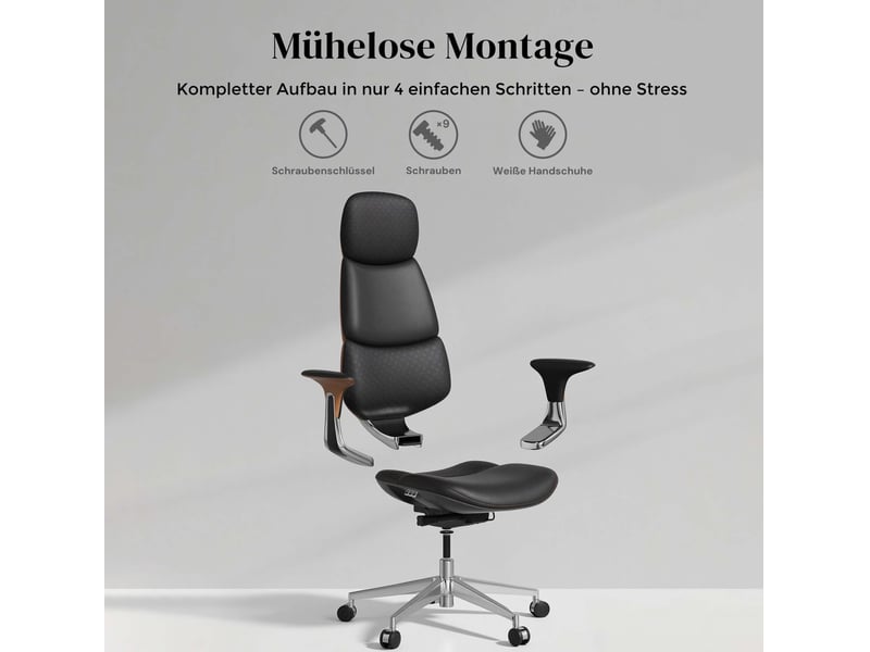  Fauteuil de bureau 70x66x114 cm – noir et marron – inclinaison réglable verrouillable jusqu'à 135°  - Conforama E