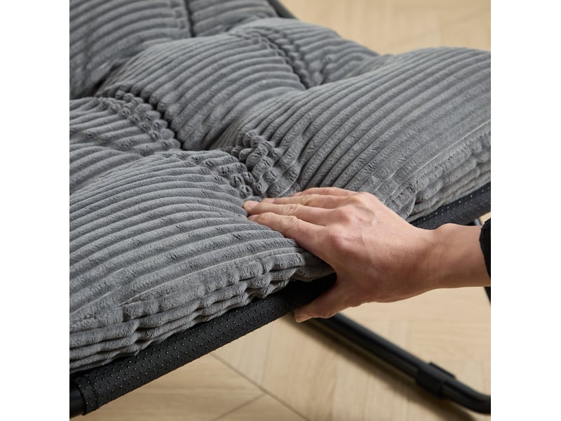 Chaise longue d'extérieur avec repose-pieds 65x78x86 cm avec coussin métal gris - Conforama D