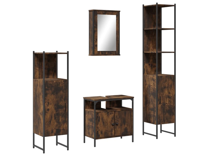  Ensemble de meubles de salle de bain 4 pcs chêne fumé bois cf63858  - Conforama A
