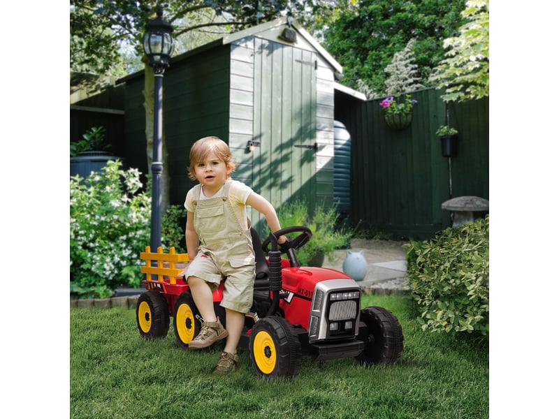 Voiture électrique pour enfants, tracteur pour enfants, avec télécommande parentale, vitesse maximale de 6 kmh ; rouge et noir - Conforama D