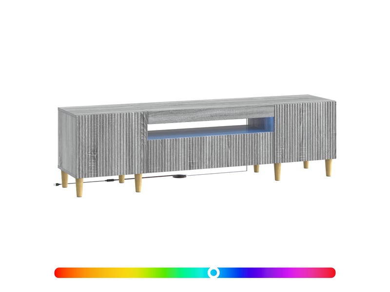 Meuble tv - banc tv - meuble de rangement led sonoma gris bois d'ingénierie - Conforama C
