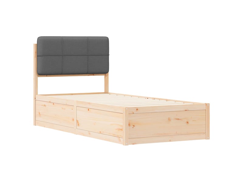  Lit simple- lit adulte -  cadre de lit avec tête de lit rembourrée gris foncé 90 x 200 cm  - Conforama C