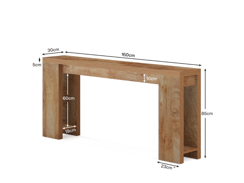  Console d'entrée 160x30x85 cm rustique panneau de particules marron  - Conforama C