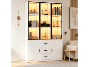 Vitrine coloris blanc 10 étagère(s) HAUSS SPOLE - 120 cmx200 cm