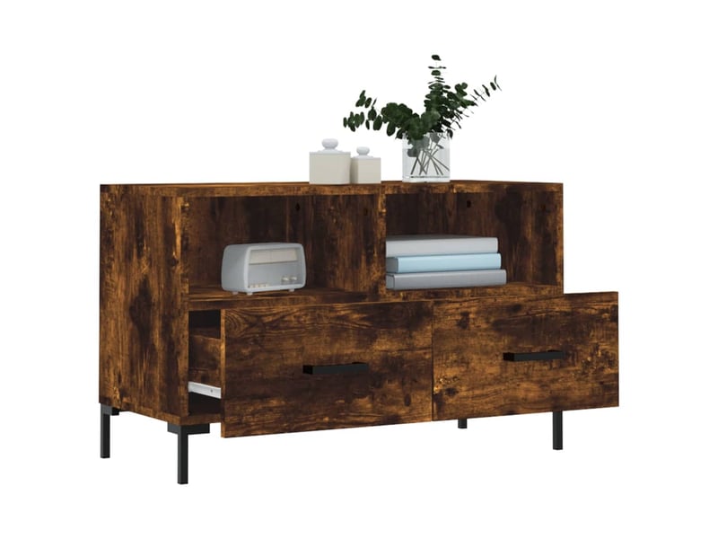  Meuble tv - banc tv - meuble de rangement chêne fumé 80x36x50 cm bois d'ingénierie  - Conforama D