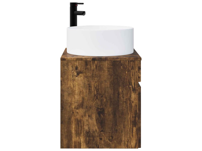  Meuble de lavabo mural, rangement salle de bain chêne fumé 49x44.5x65.5 cm  - Conforama C