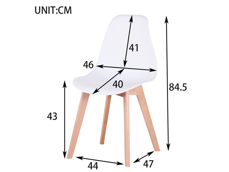  Lot de 4 chaises de salle à manger scandinaves - blanc - pieds en hêtre, cuisine, salon  - Conforama E