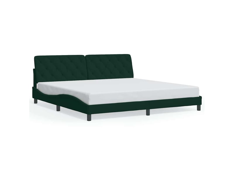 Lit double- lit adulte - cadre de lit avec led sans matelas vert foncé 200x200 cm velours - Conforama D