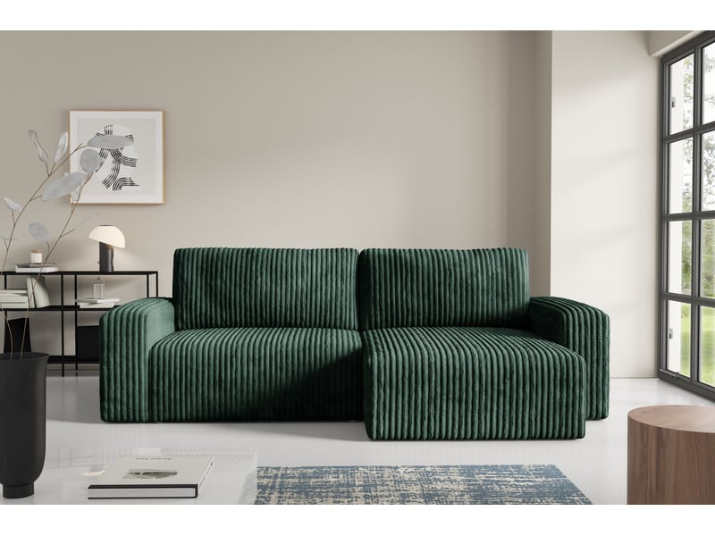  Canapé d'angle convertible cord fano vert  - Conforama B