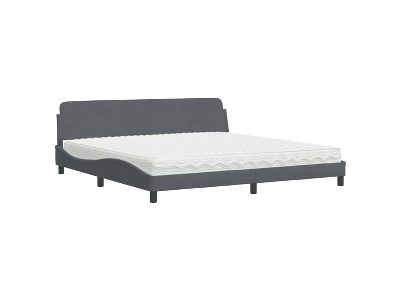  Lit avec matelas dover gris foncé 200x200 cm velours  - Conforama A