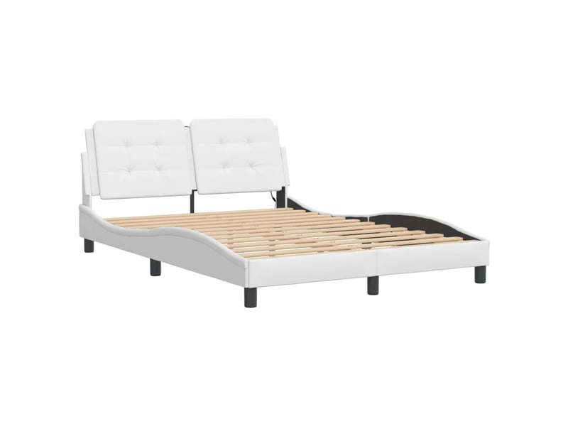 Lit double- lit adulte - cadre de lit avec led sans matelas zadar blanc 140x190 cm - Conforama B