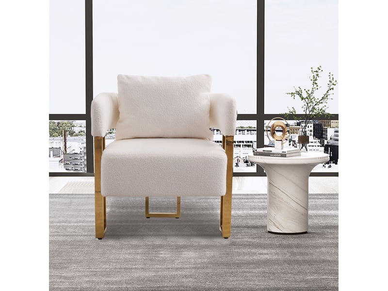  Fauteuil modenvie 1 place en velours blanc 68 x 68 x 70 cm  - Conforama E