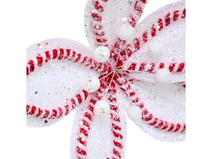 Décoration de sapin fleur de poinsettia blanc et rouge d. 24 cm
