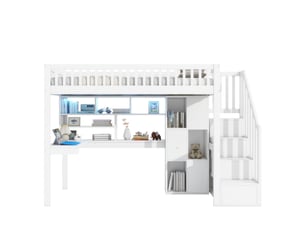 Lit mezzanine 90x200 cm MEUBLIV coloris blanc
