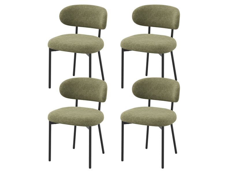  Lot de 4 chaises de salle à manger avec dossier et pieds en métal – chaises modernes rembourrées en tissu pour cuisine, salle à manger ou salon，vert  - Conforama A