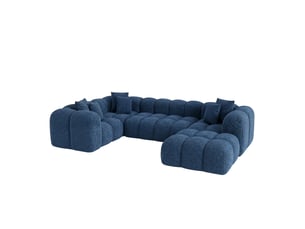 Canapé nuage en u convertible en bouclette bleu - alba - morphea