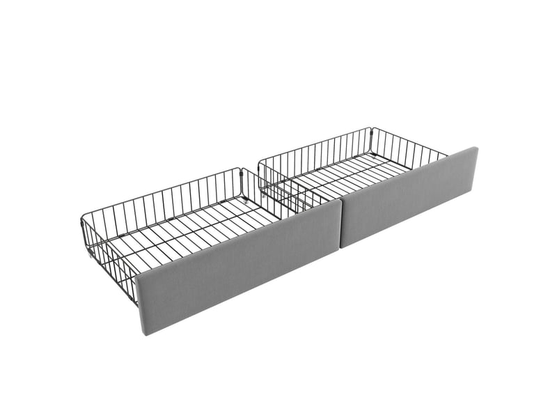  Lit une personne 90x190cm, lit adulte en velours, tiroirs de rangement, lattes incluses, gris  - Conforama D