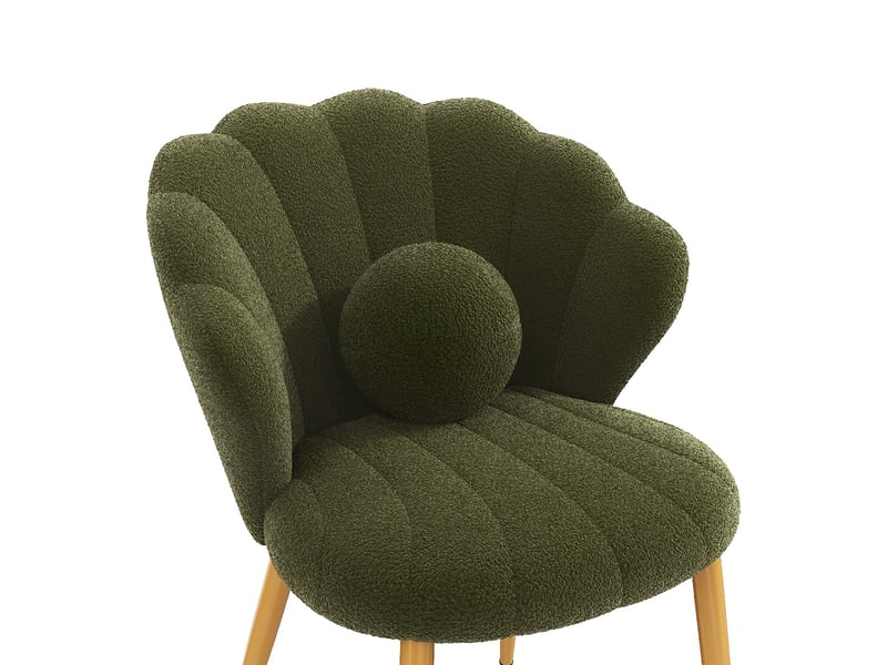  Lot de 4 chaises de salle à manger 60x62,5x83 cm vertes, tissu peluche polyester, pieds métalliques dorés  - Conforama E