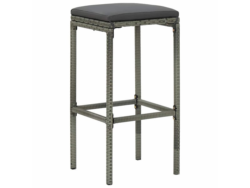  Lot de 3 tabouret de bar, chaise de bar avec coussins gris résine tressée  - Conforama A