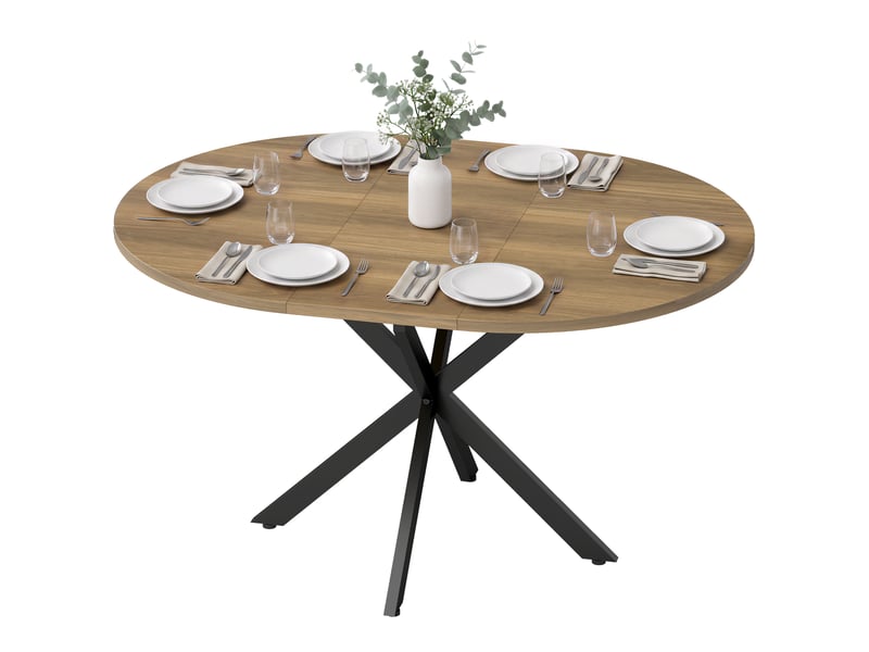  Table à manger extensible ovale pour 4 à 6 personnes, table de cuisine avec rallonge 100-135 cm, effet bois marron  - Conforama B