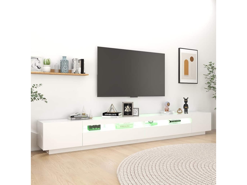  Meuble tv - banc tv - meuble de rangement avec lumières led blanc 300x35x40 cm  - Conforama E